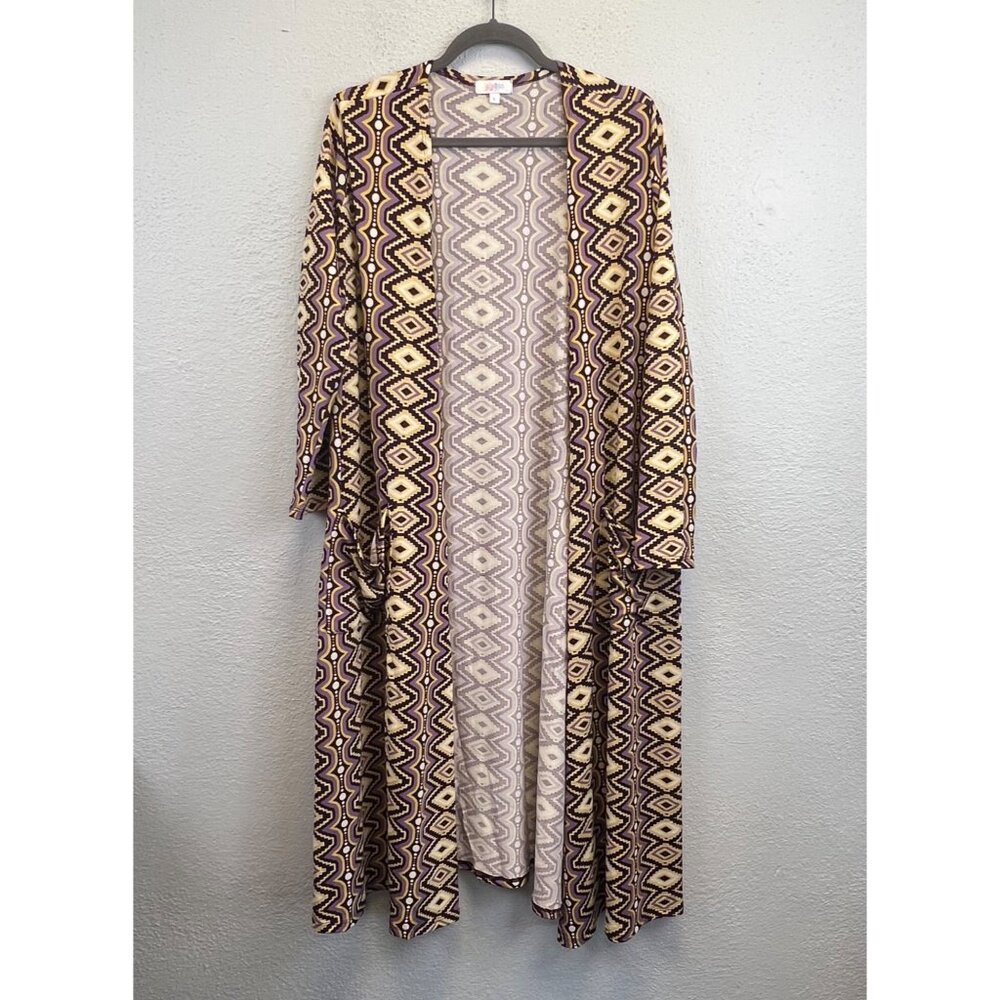 LuLaRoe Women's Multicolored Geometric Open Front Duster Cardigan Size Large
